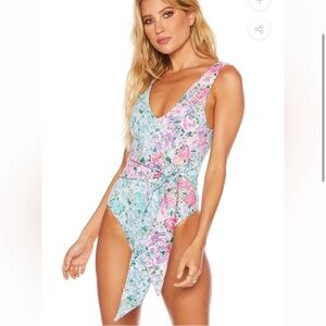 Beach Riot Floral Bow One Piece Medium